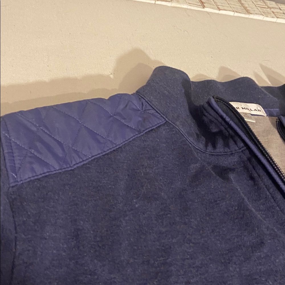 Peter Millar Dark Blue Zip-Up Sweater with Quilted Accents - Picture 5 of 10